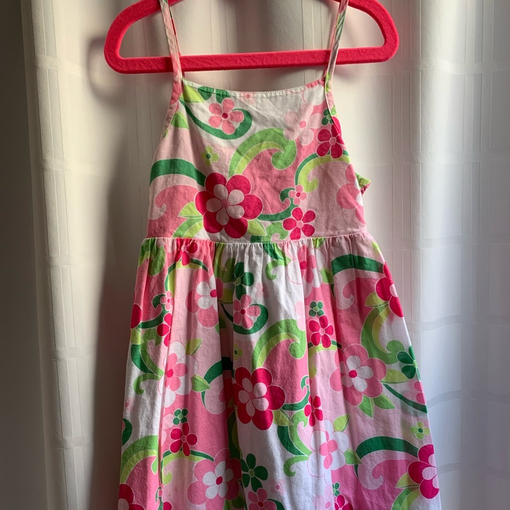 Gymboree girls dress in cotton pink and green floral motif. Size 6